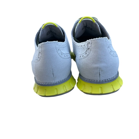 Cole Haan’s Men’s ZEROGRAND Wingtip Oxford Canvas Shoes Size 8 Grey Neon Yellow - Picture 9 of 11
